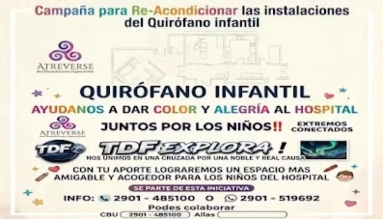 Lanzan una campaña solidaria para reacondicionar el quirófano infantil del Hospital Regional Ushuaia