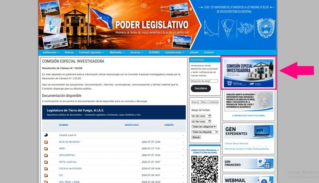 Radar de Tolhuin: la Legislatura reitera que está disponible el portal oficial con la documentación de la investigación