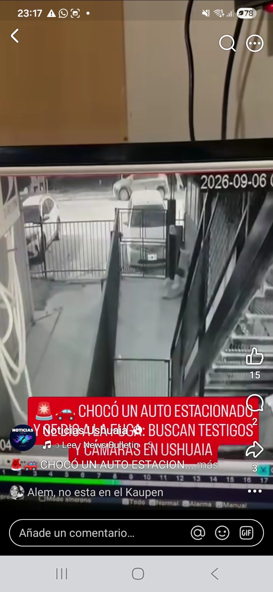 🚗 CHOCÓ UN AUTO ESTACIONADO Y SE DIO A LA FUGA: BUSCAN TESTIGOS Y CÁMARAS EN USHUAIA